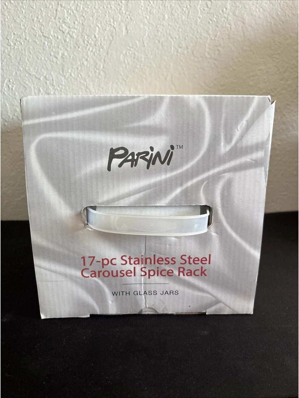 Parini 17-Piece Stainless Steel Carousel Spice Rack with Glass Jars - New